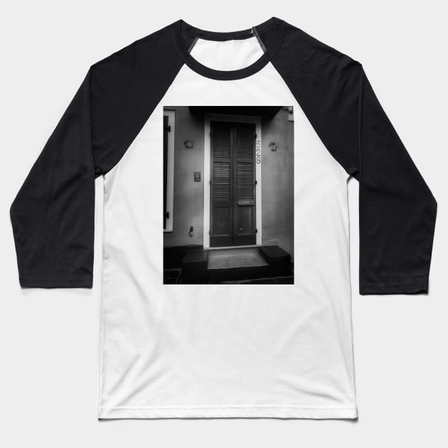 528 Dauphine Street In Black and White Baseball T-Shirt by MountainTravel